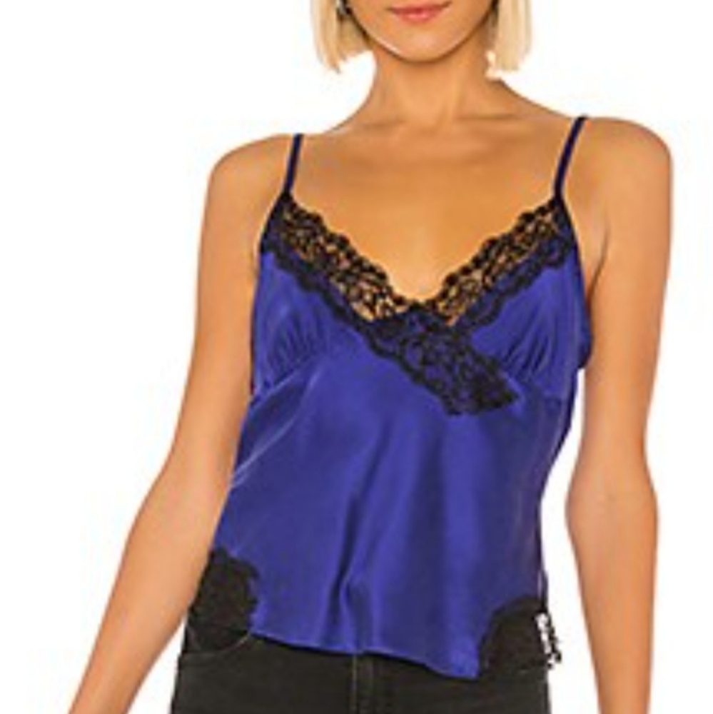 ICONS Objects of Devotion Silk Lace Camisole in Blue